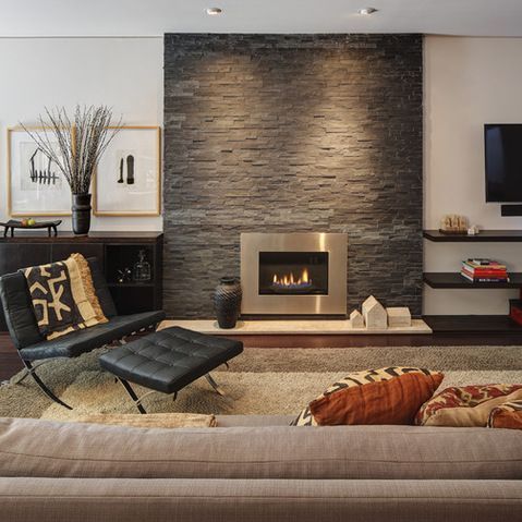 living room with electric fireplace